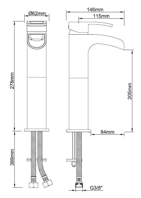 Alegra wastafelkraan waterval hoog chroom