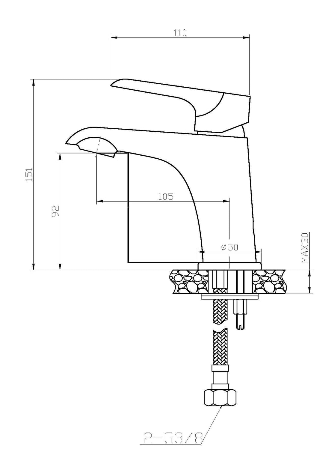 Wiesbaden Targa Wit/Chroom Wastafelmengkraan 15 cm