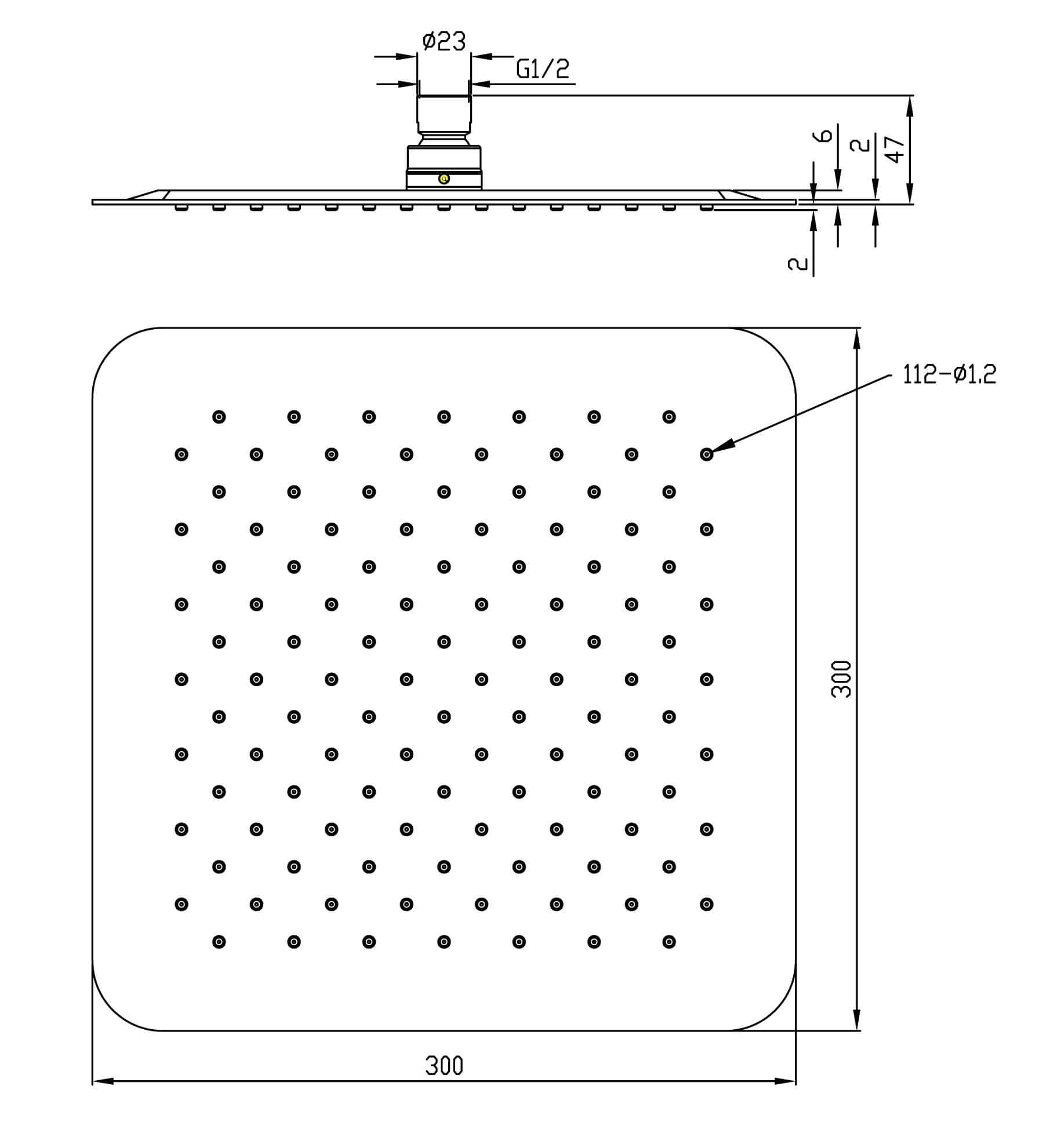 Wiesbaden Rombo Ufo Vierkant 30 cm Ultra Platte Hoofddouche RVS Look