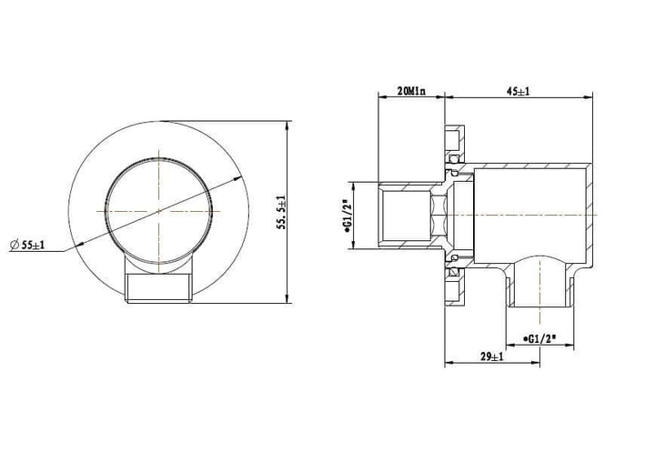 Luxe Ronde Doucheaansluiting Wiesbaden 1/2" in Messing