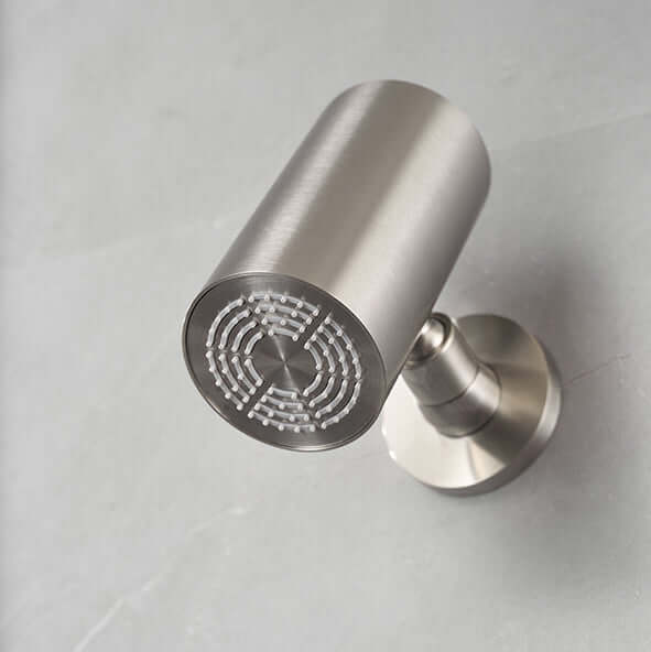 UniMatch Beam hoofddouche rond 1 stand met muurbevestiging geborsteld staal PVD