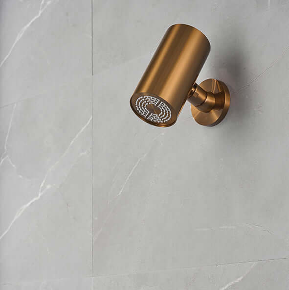 UniMatch Beam hoofddouche rond 1 stand met muurbevestiging geborsteld brons koper PVD