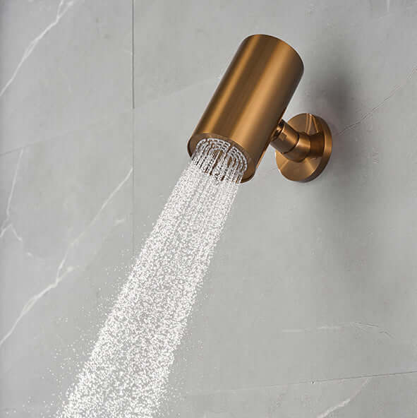 UniMatch Beam hoofddouche rond 1 stand met muurbevestiging geborsteld brons koper PVD