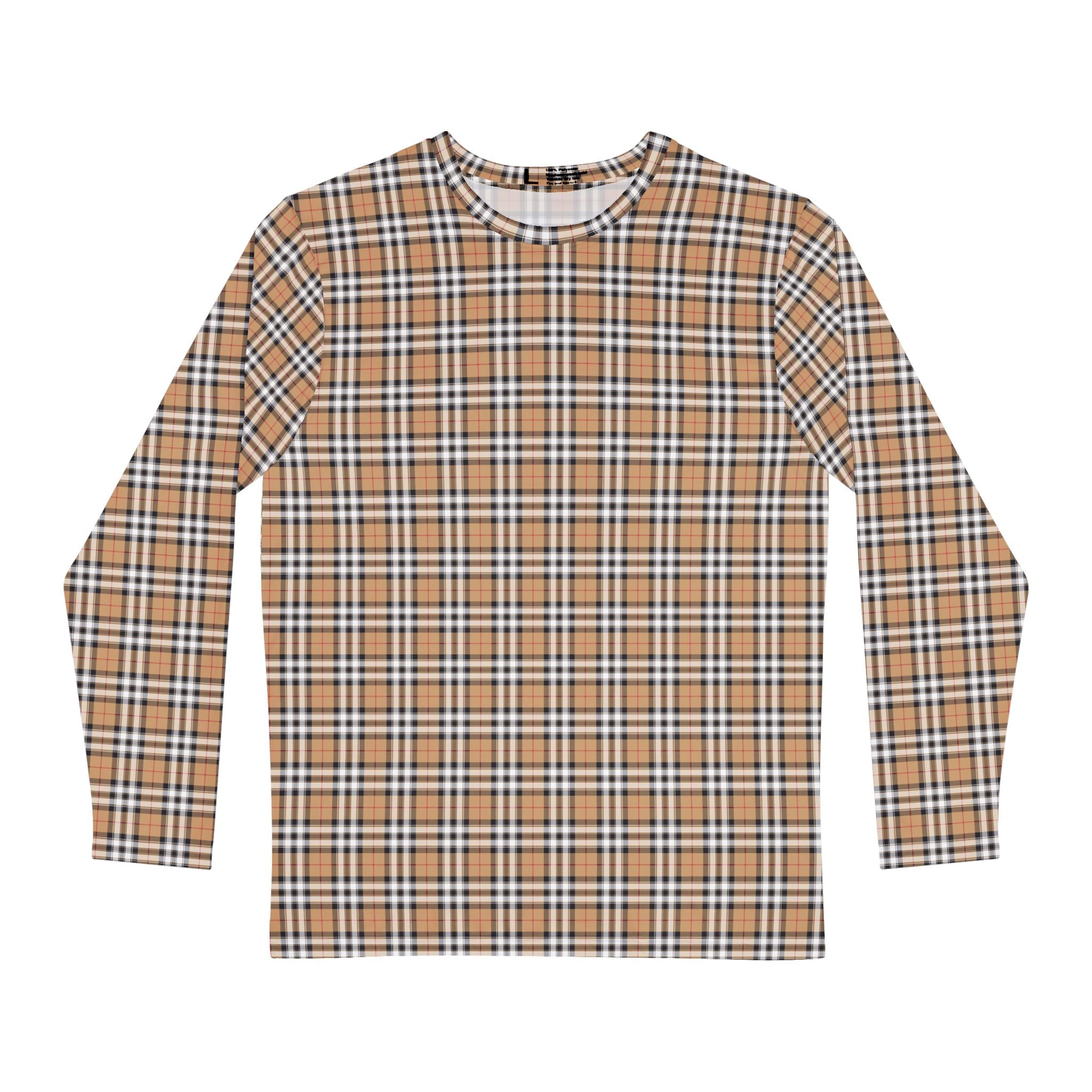 Men's Tan Plaid Long Sleeve Shirt – Classic Check AOP Tee