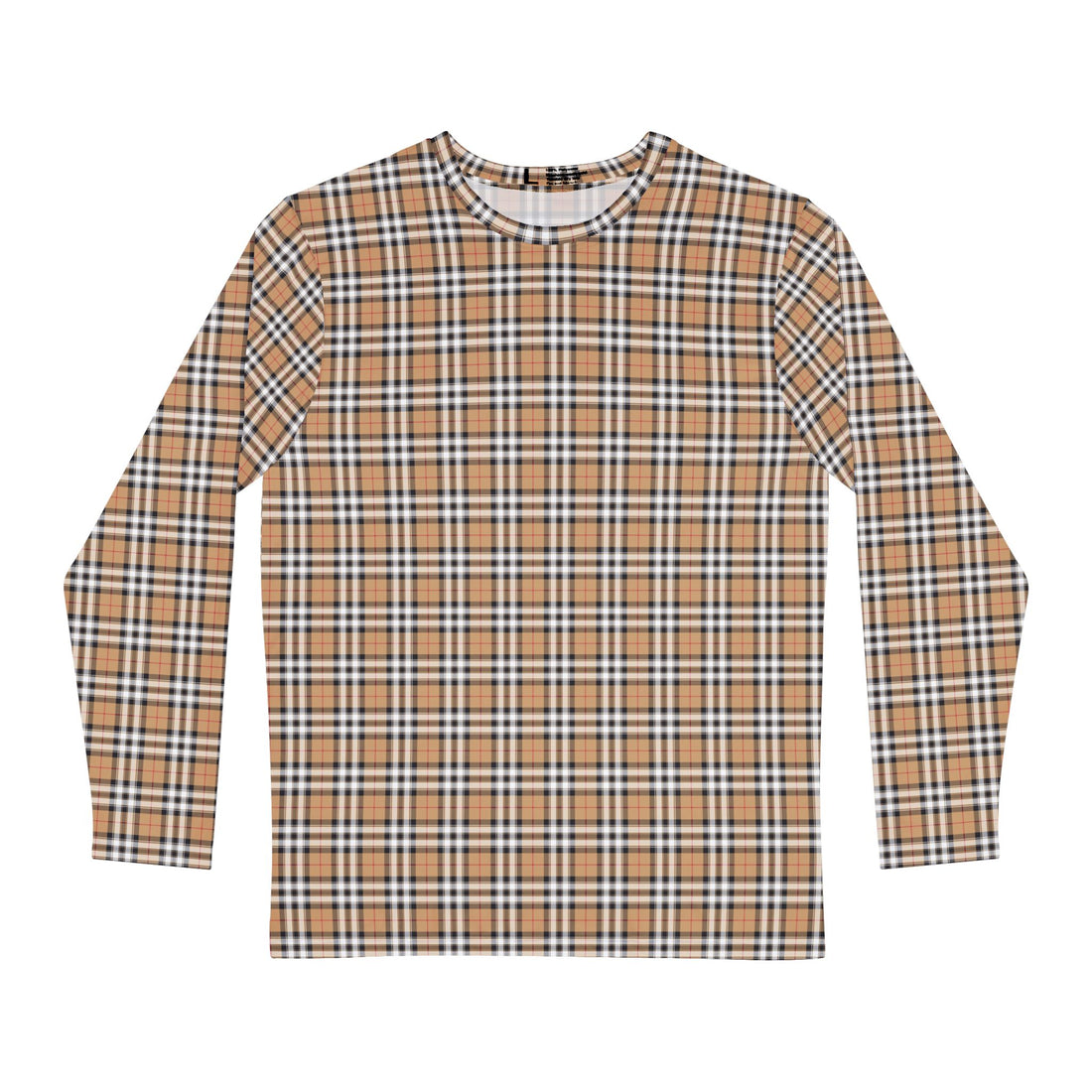 Men's Tan Plaid Long Sleeve Shirt – Classic Check AOP Tee
