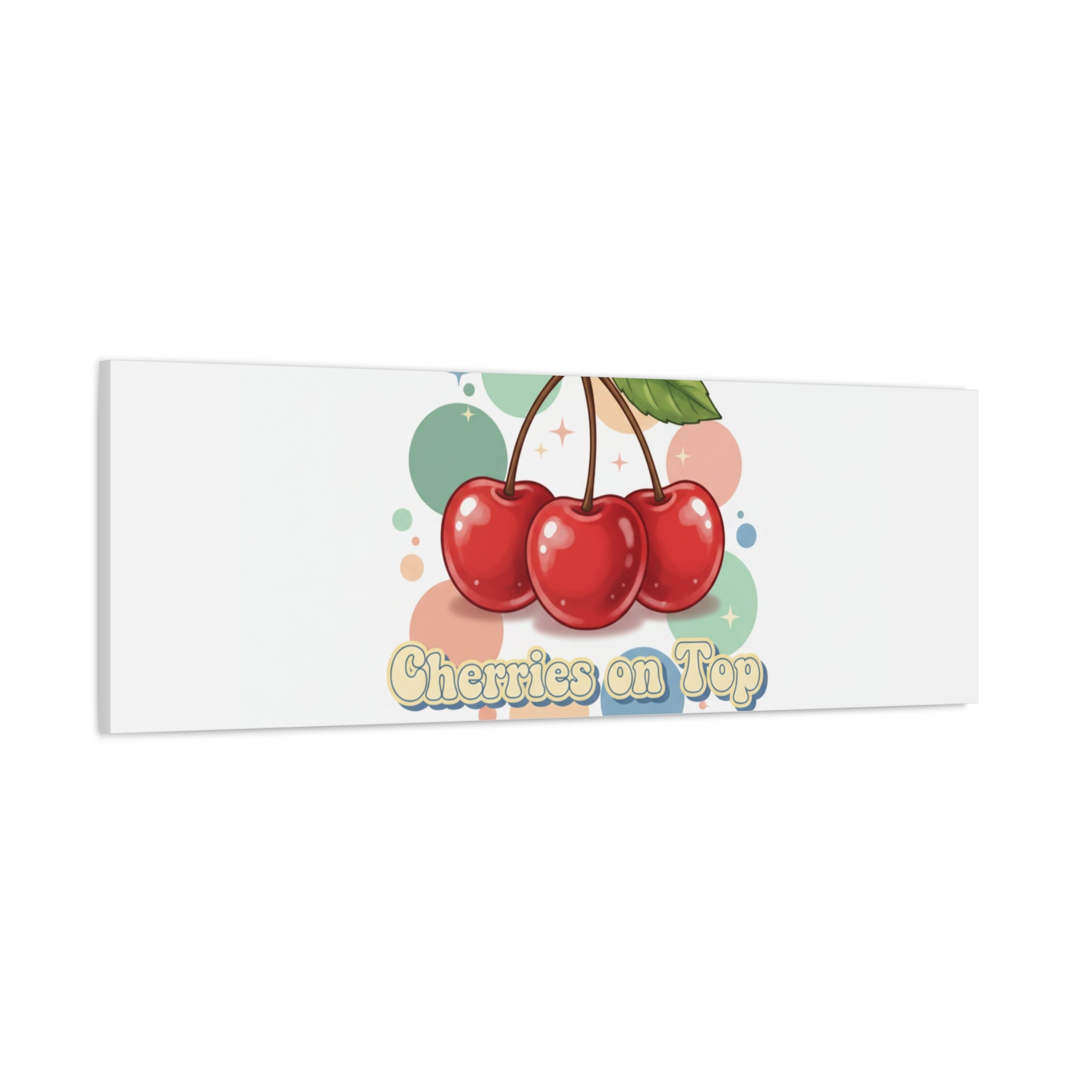 Cherries on Top Canvas | Retro Kawaii Fruit Wall Art
