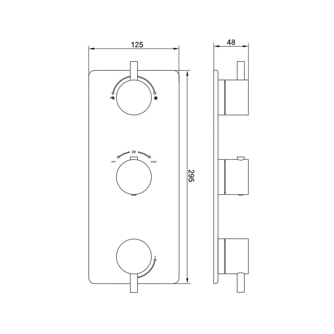 3-weg Afwerkingsset Douchethermostaat Wiesbaden Caral Mat Zwart