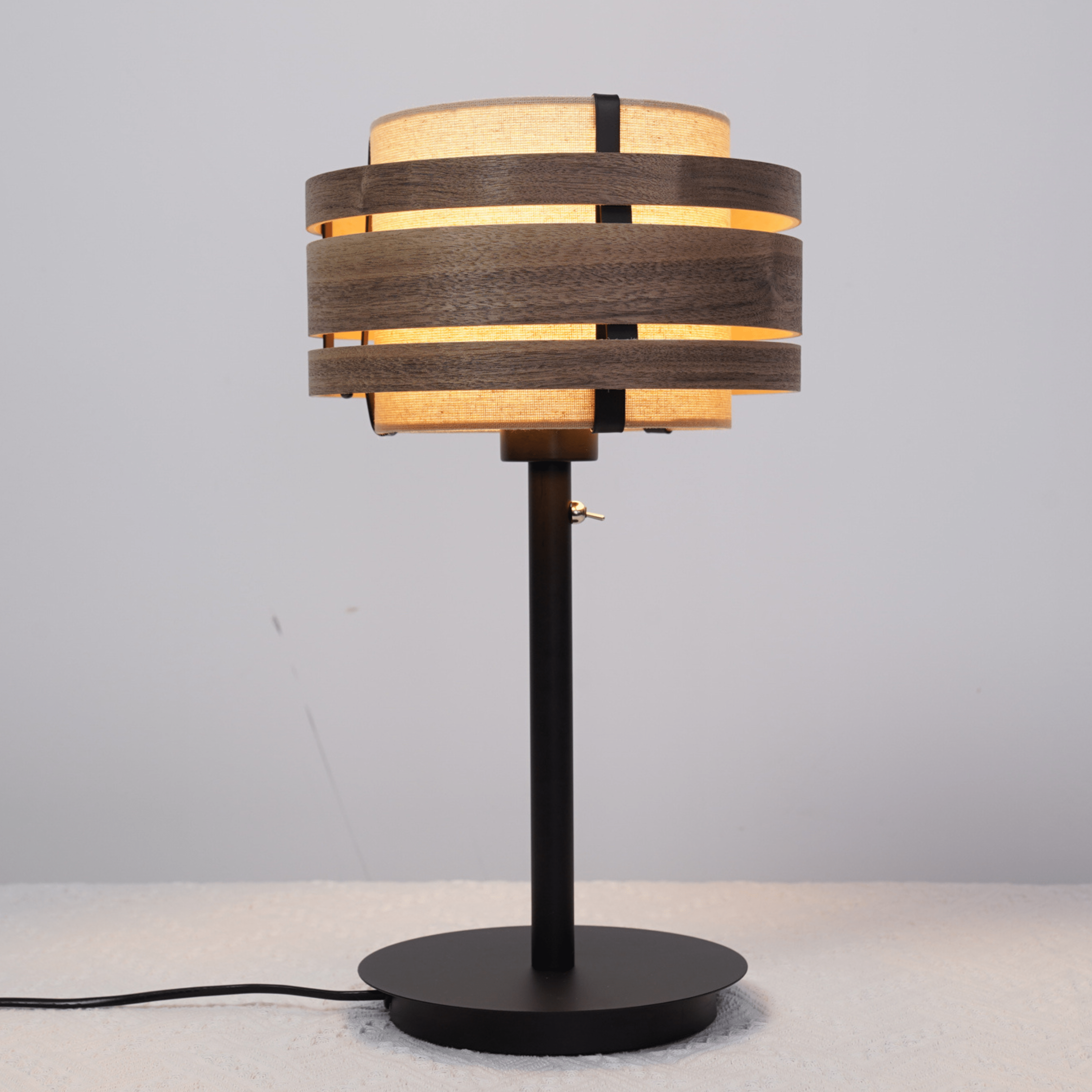 Lamp Shade - Wood (dark walnut veneer)-Fabric - 25 cm -  "Beam" - Goat Corp