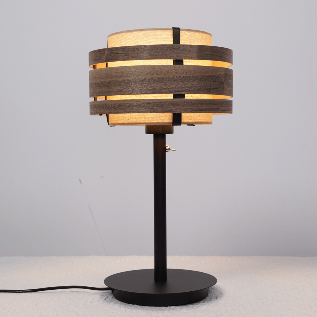 Lamp Shade - Wood (dark walnut veneer)-Fabric - 25 cm -  "Beam" - Goat Corp
