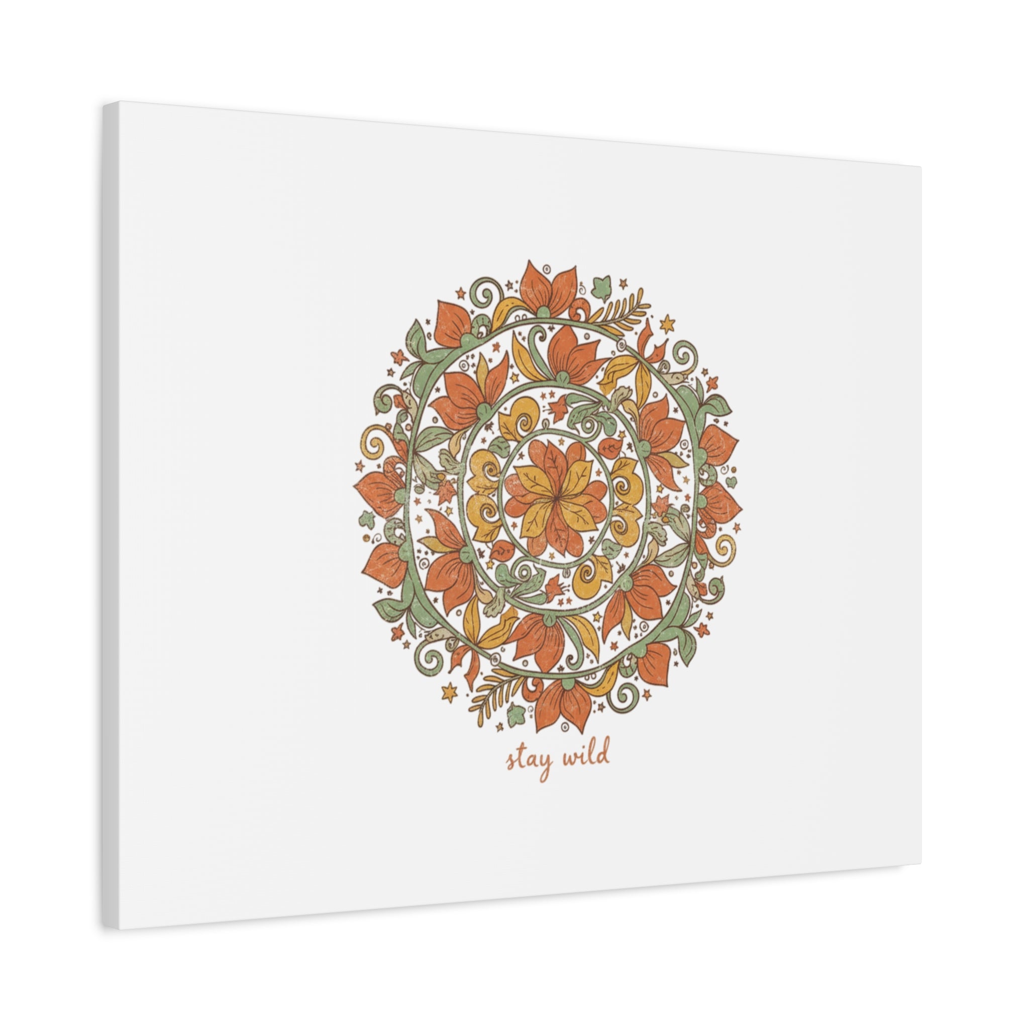 Stay Wild Mandala Canvas, Boho Paisley Wall Art | Artisanal Boho Print