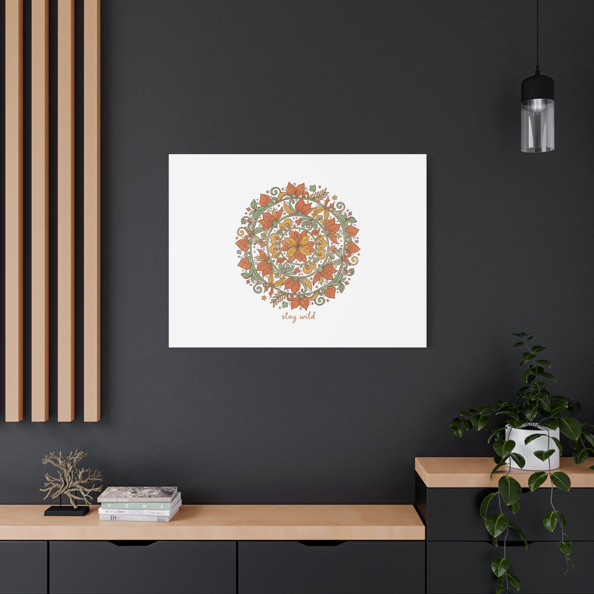 Stay Wild Mandala Canvas, Boho Paisley Wall Art | Artisanal Boho Print