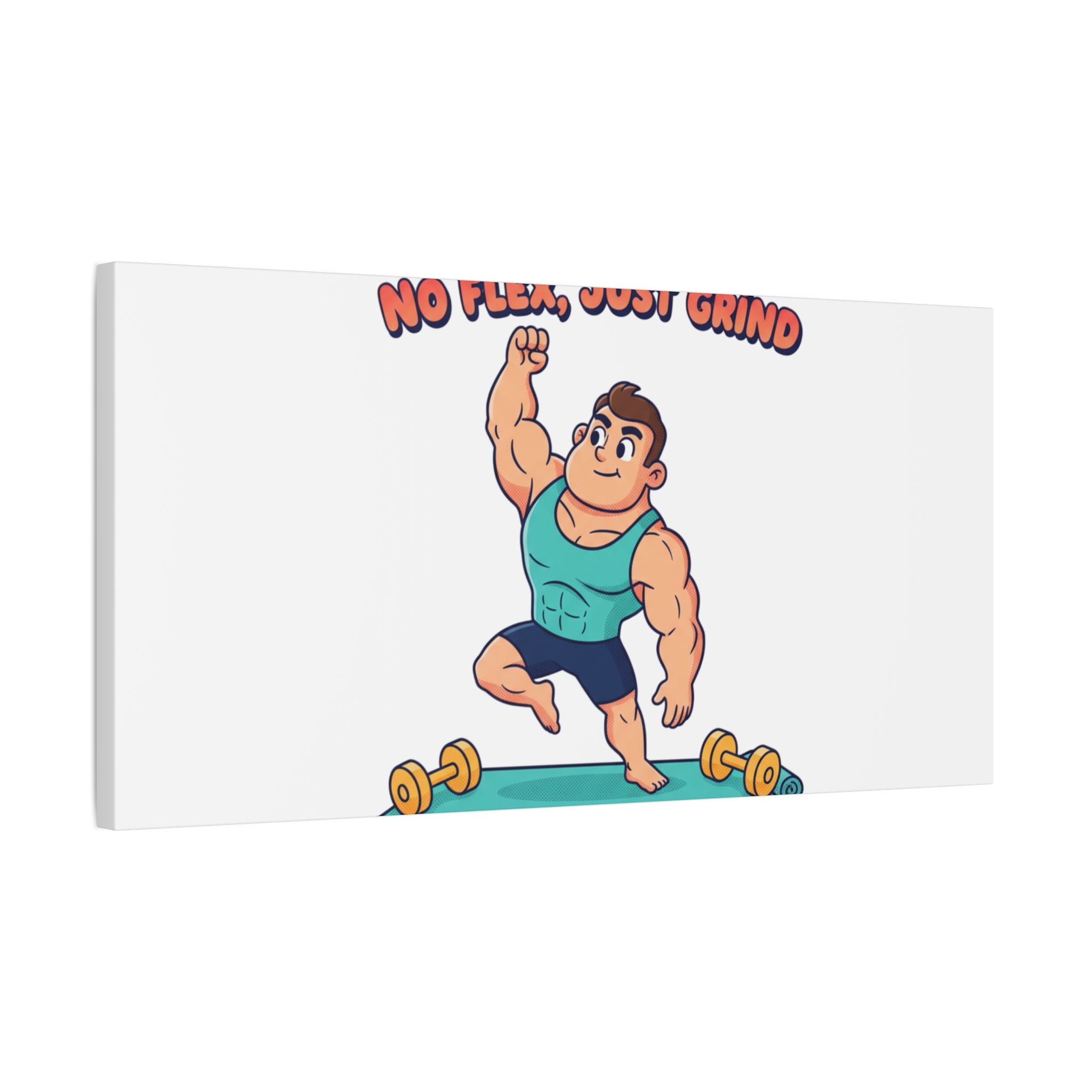 No Flex Just Grind canvas, Gymtimidation humor wall art | start small fitness décor