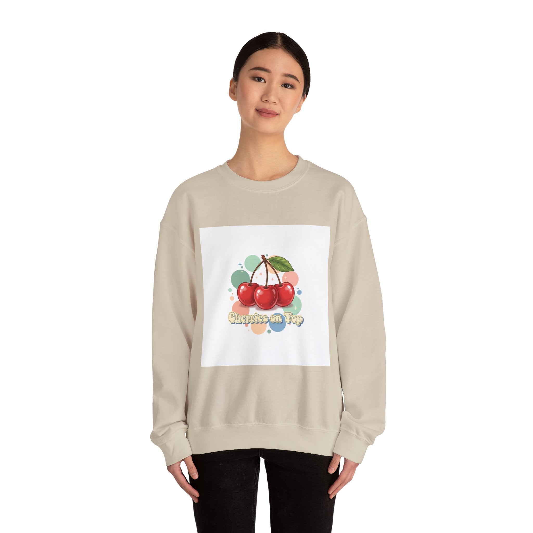 Cherries on Top Sweatshirt | vintage cherry kawaii fruit graphic