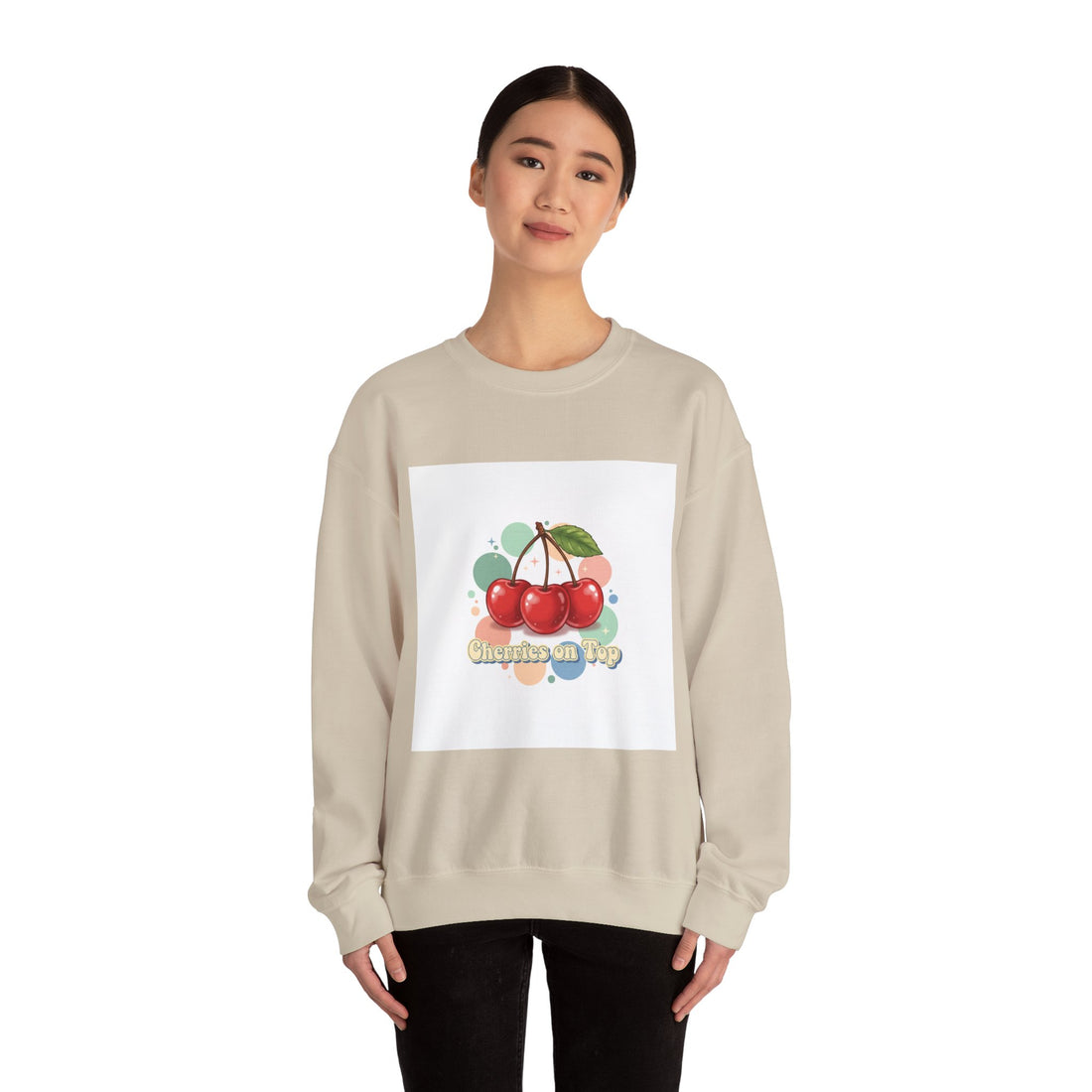 Cherries on Top Sweatshirt | vintage cherry kawaii fruit graphic