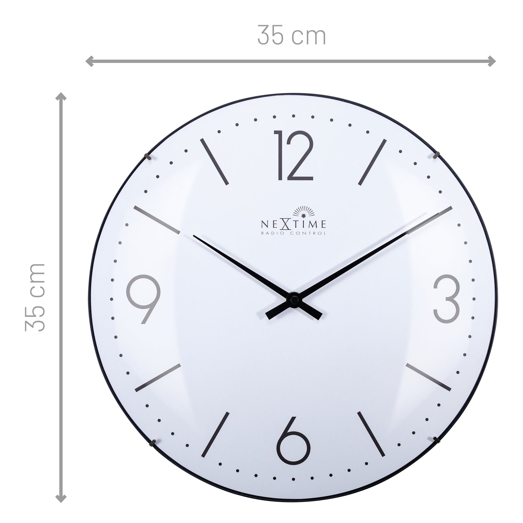 Wall clock 35cm-Radio Controlled (DCF)-Dome Glass- "Atomic" - Goat Corp