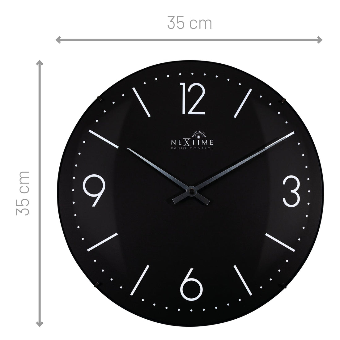 Wall clock 35cm-Radio Controlled (DCF)-Dome Glass- "Atomic" - Goat Corp