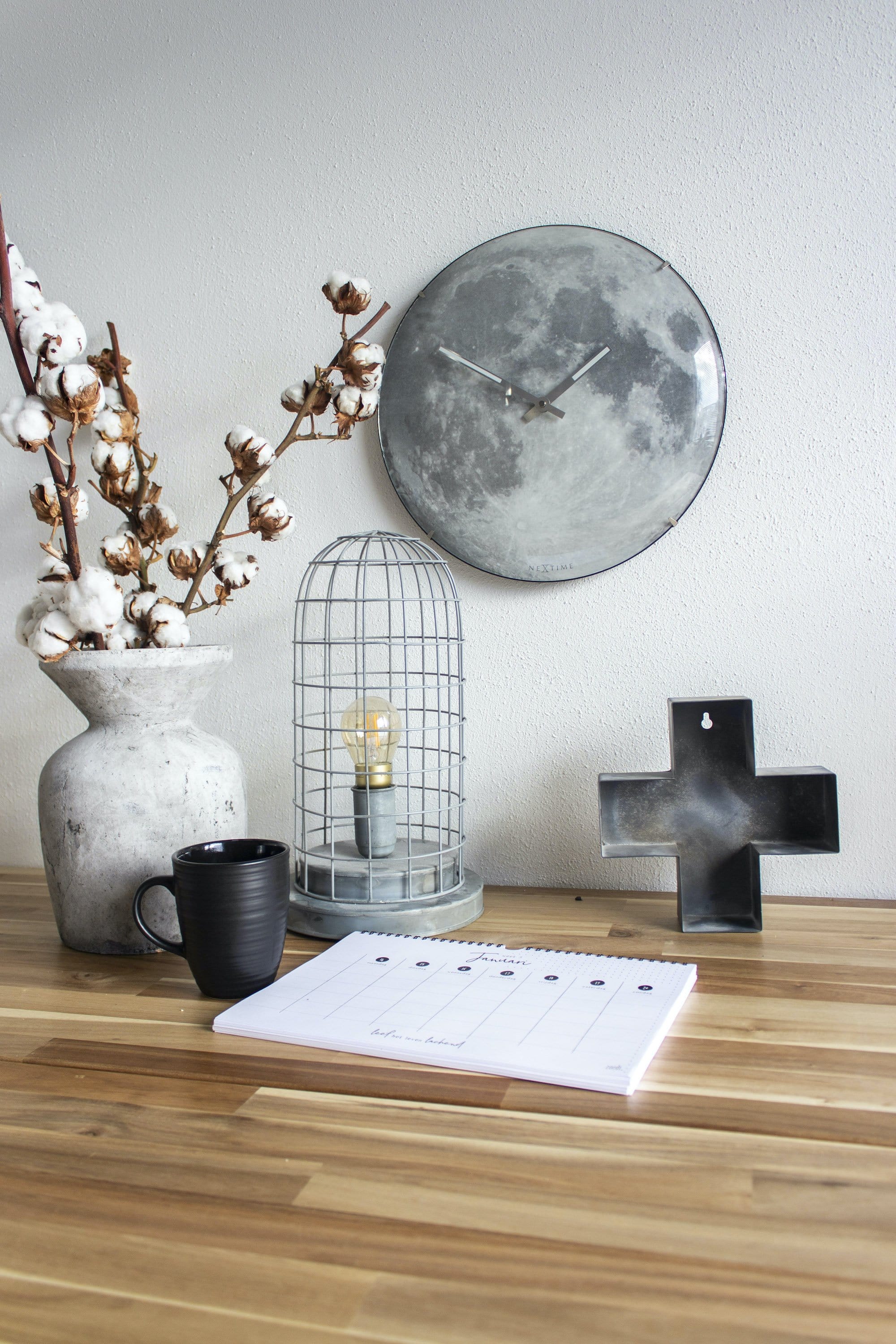 Wall clock -  35 cm  - Dome Glass - Glow-in-the-dark-  'Blue Moon dome' - Goat Corp