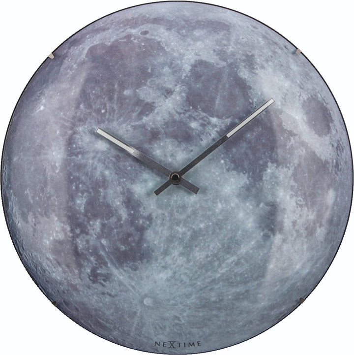 Wall clock -  35 cm  - Dome Glass - Glow-in-the-dark-  'Blue Moon dome' - Goat Corp