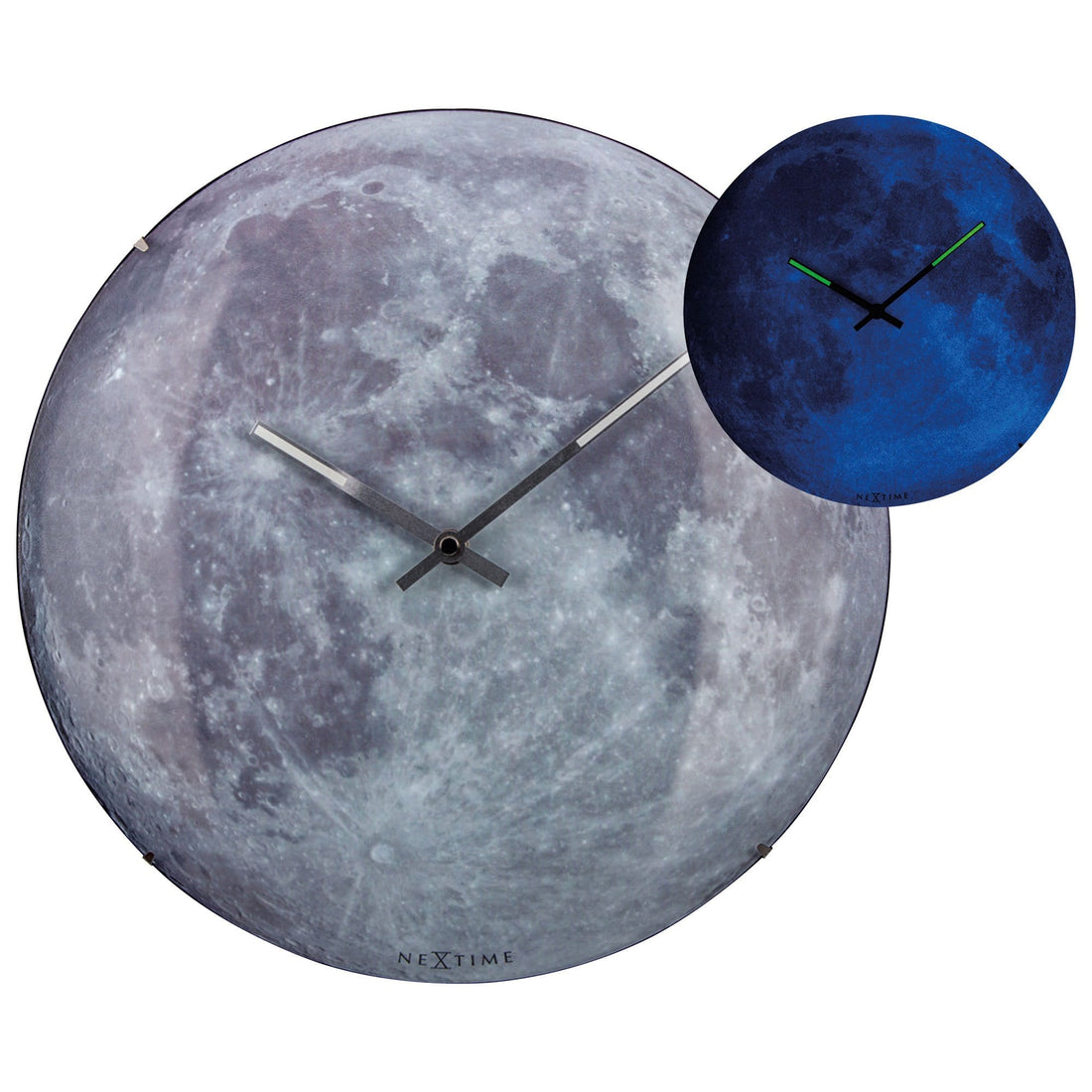 Wall clock -  35 cm  - Dome Glass - Glow-in-the-dark-  'Blue Moon dome' - Goat Corp