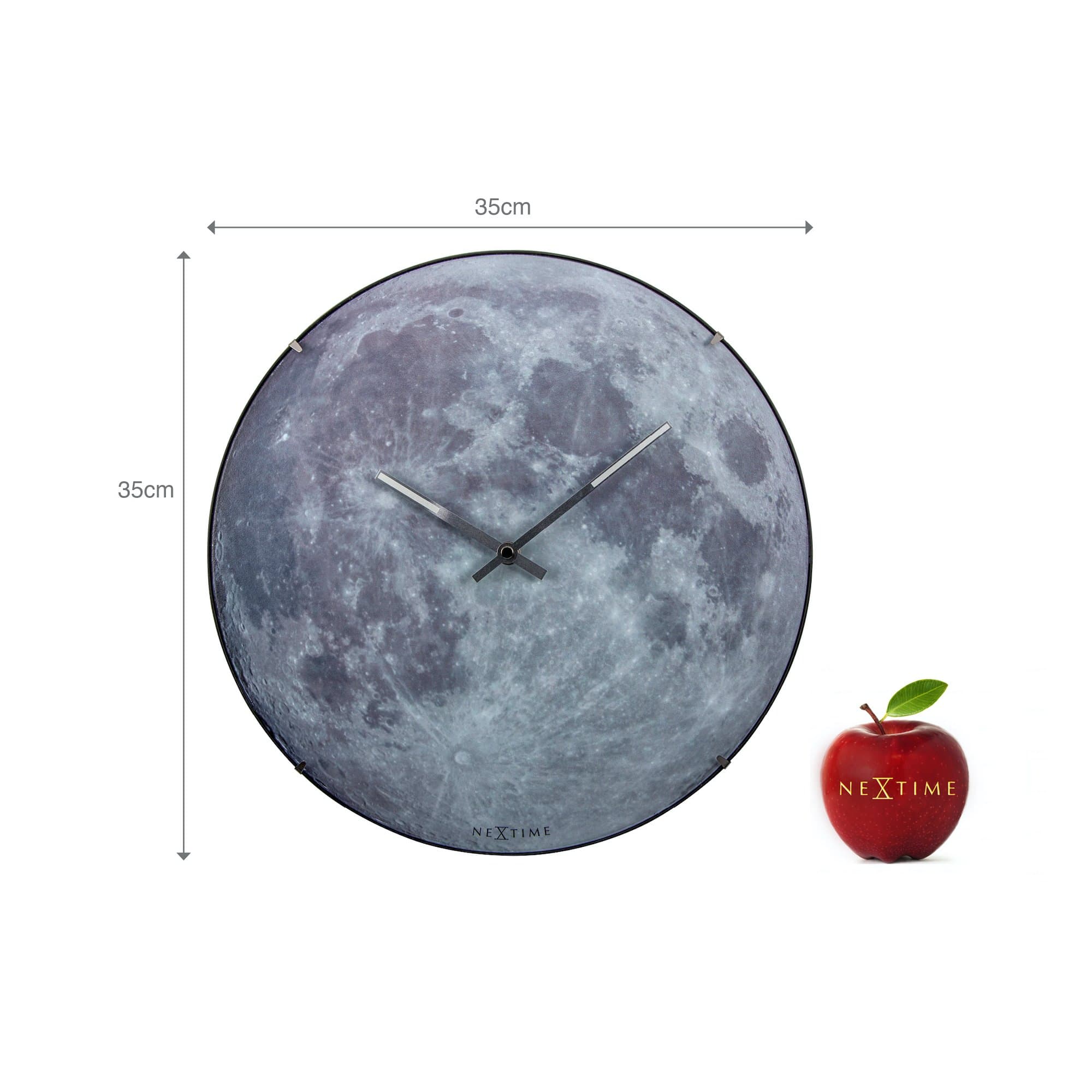 Wall clock -  35 cm  - Dome Glass - Glow-in-the-dark-  'Blue Moon dome' - Goat Corp