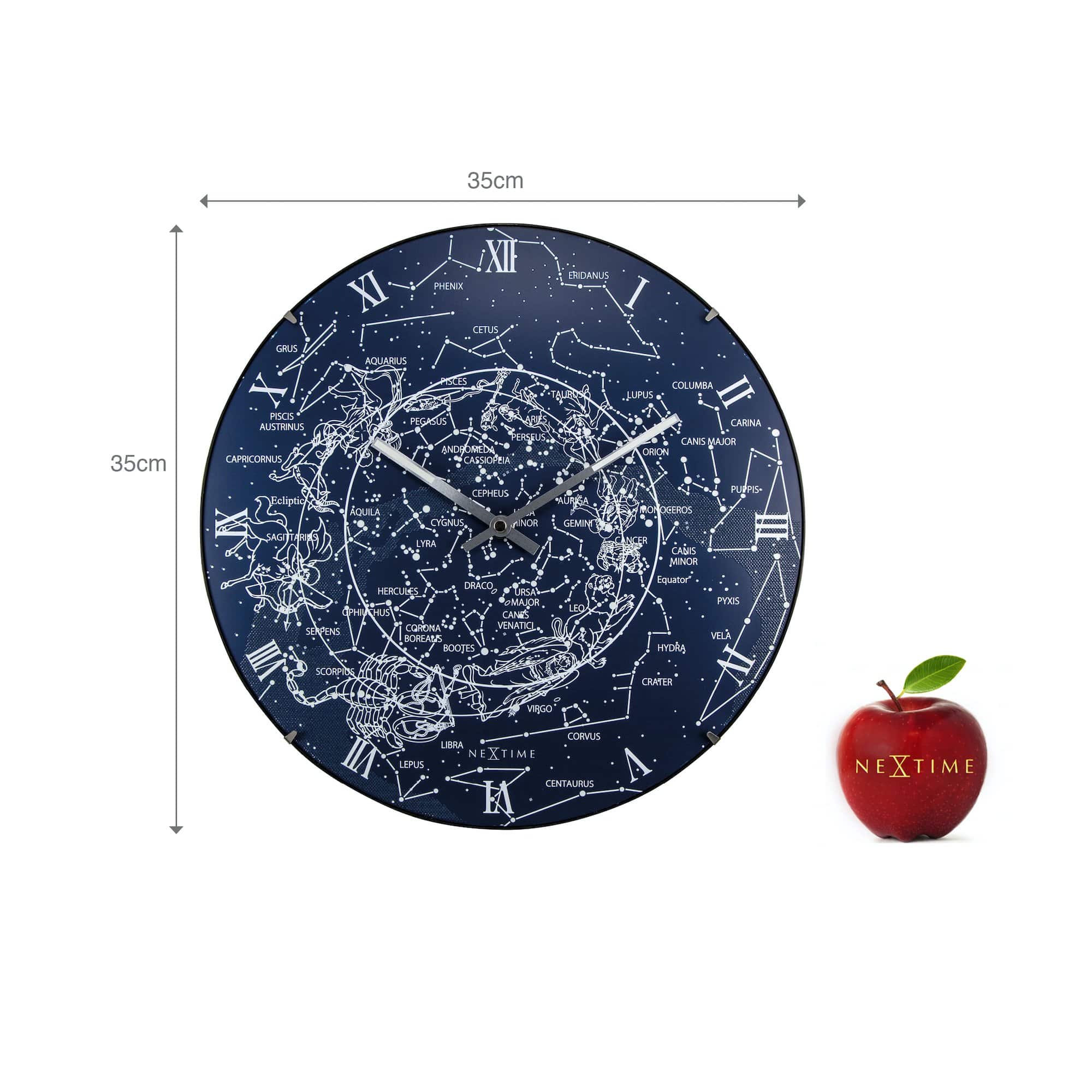 Wall clock -  35 cm  - Dome Glass - Glow-in-the-dark- 'Milky Way dome' - Goat Corp
