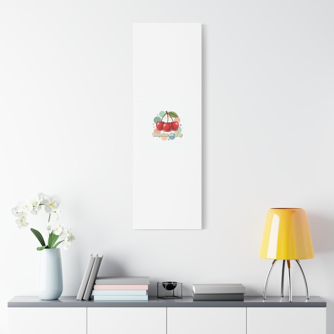 Cherries on Top Canvas | Retro Kawaii Fruit Wall Art