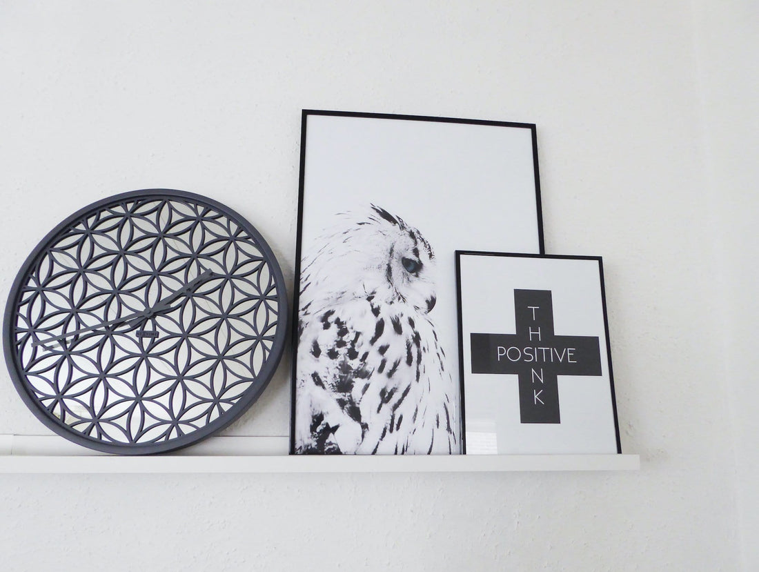 Wall clock -  50 cm - Wood/Mirror -  'Bella Mirror' - Goat Corp