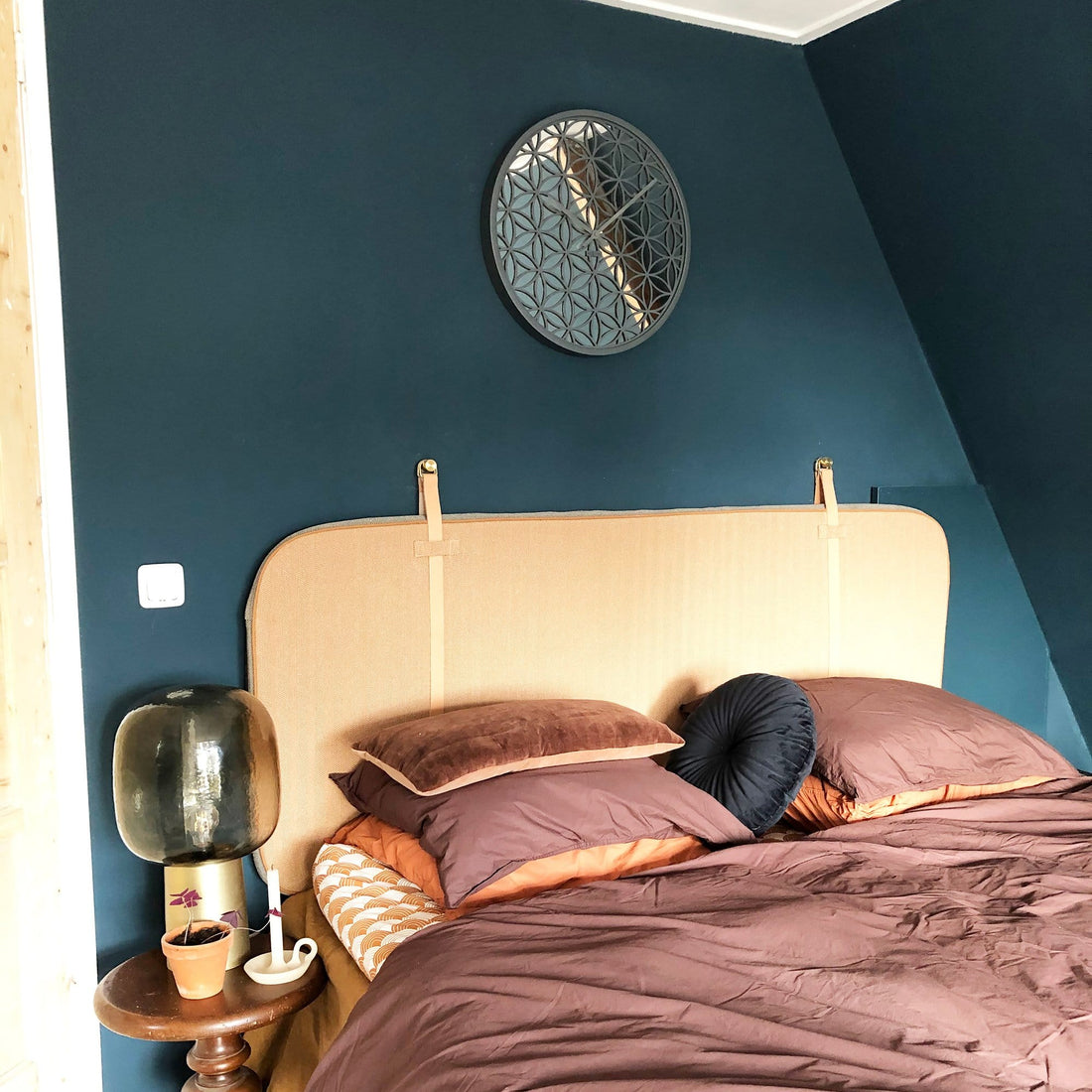 Wall clock -  50 cm - Wood/Mirror -  'Bella Mirror' - Goat Corp