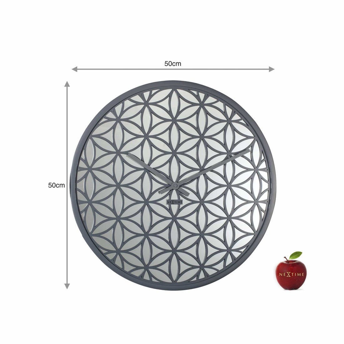 Wall clock -  50 cm - Wood/Mirror -  'Bella Mirror' - Goat Corp