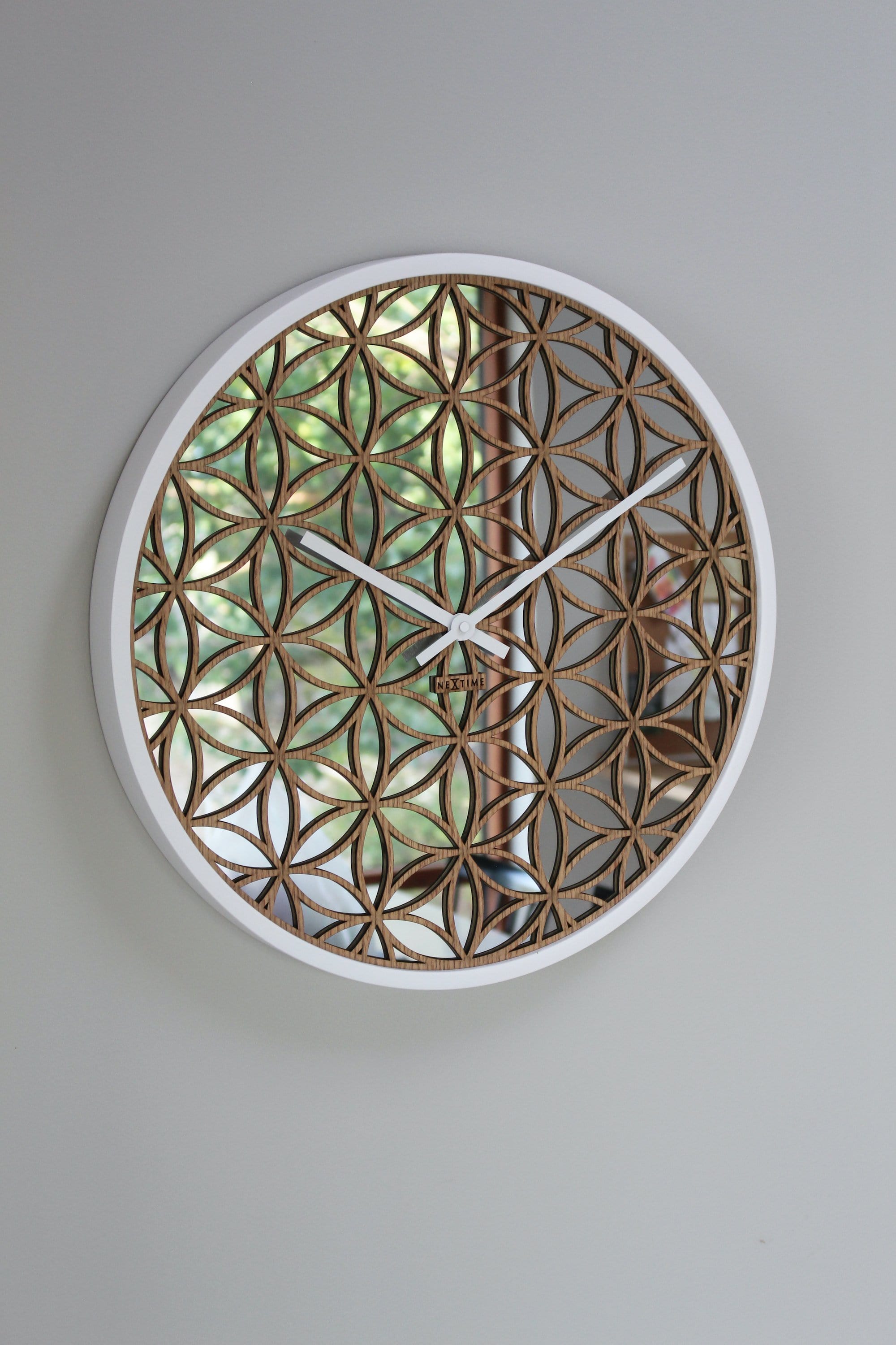 Wall clock -  50 cm - Wood/Mirror -  'Bella Mirror' - Goat Corp