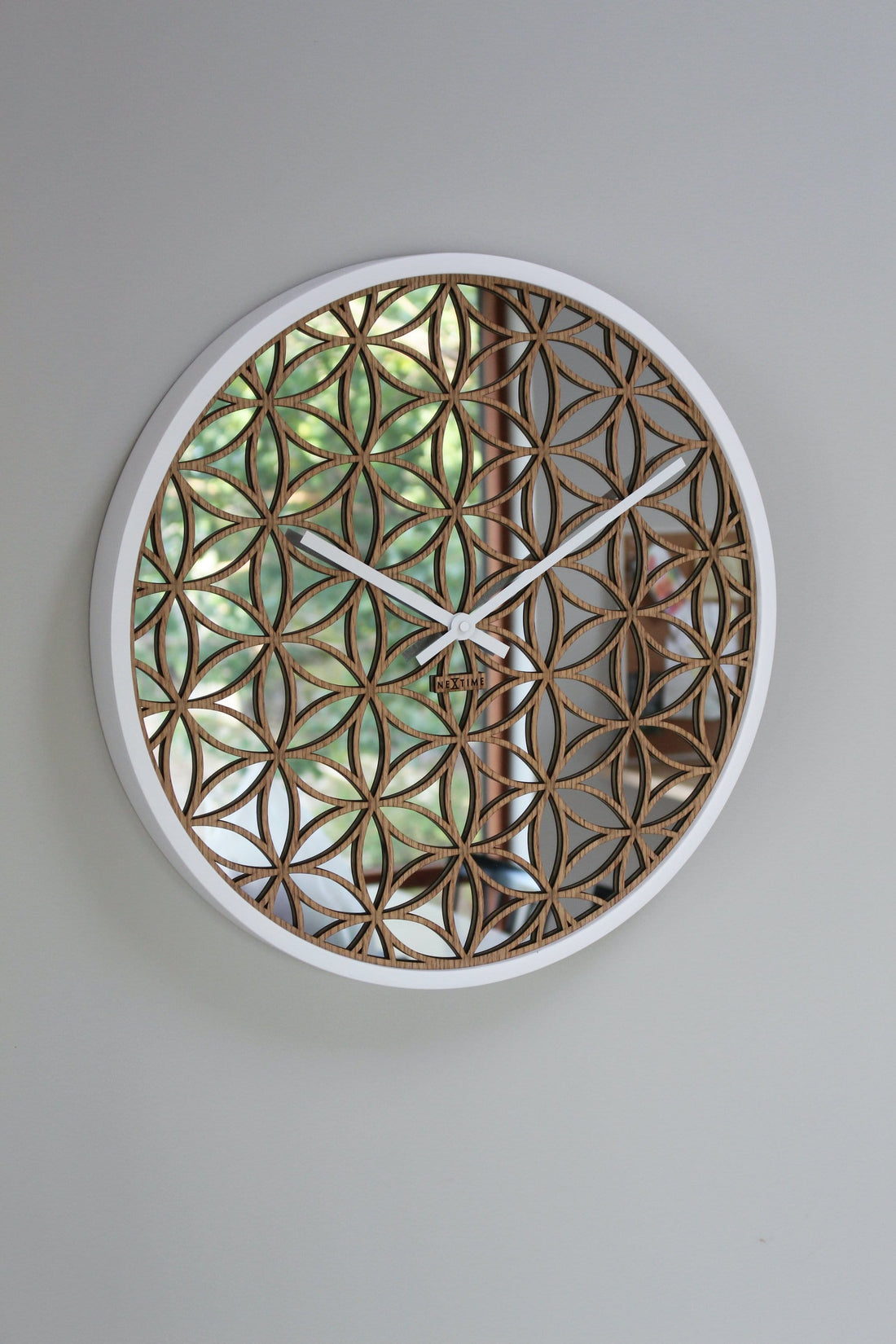 Wall clock -  50 cm - Wood/Mirror -  'Bella Mirror' - Goat Corp