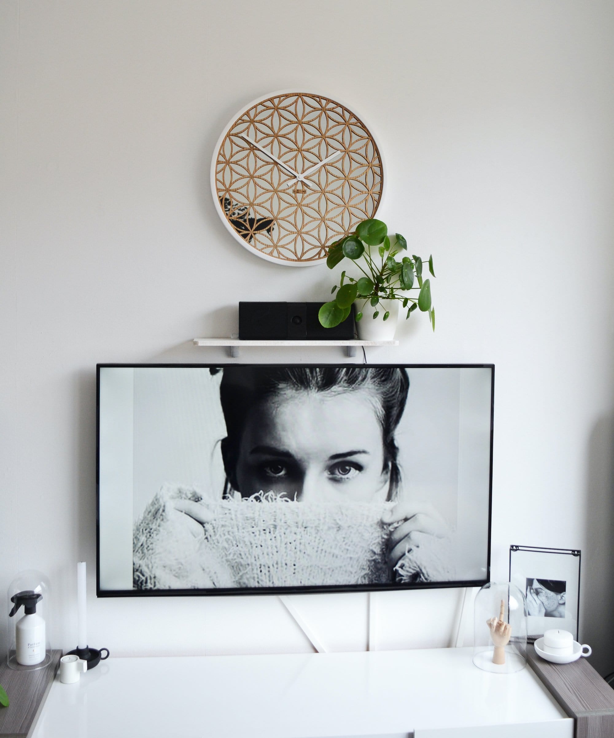 Wall clock -  50 cm - Wood/Mirror -  'Bella Mirror' - Goat Corp