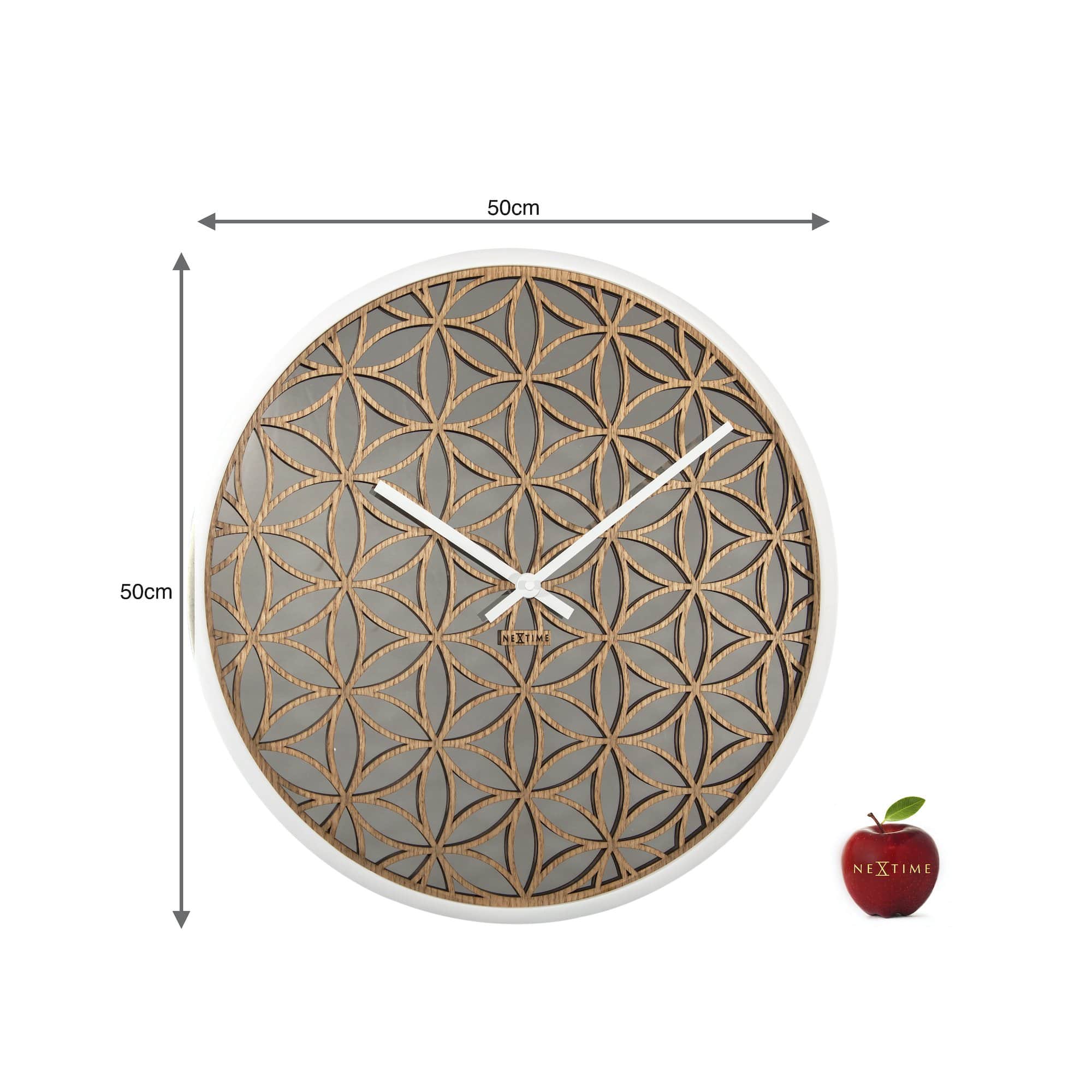 Wall clock -  50 cm - Wood/Mirror -  'Bella Mirror' - Goat Corp