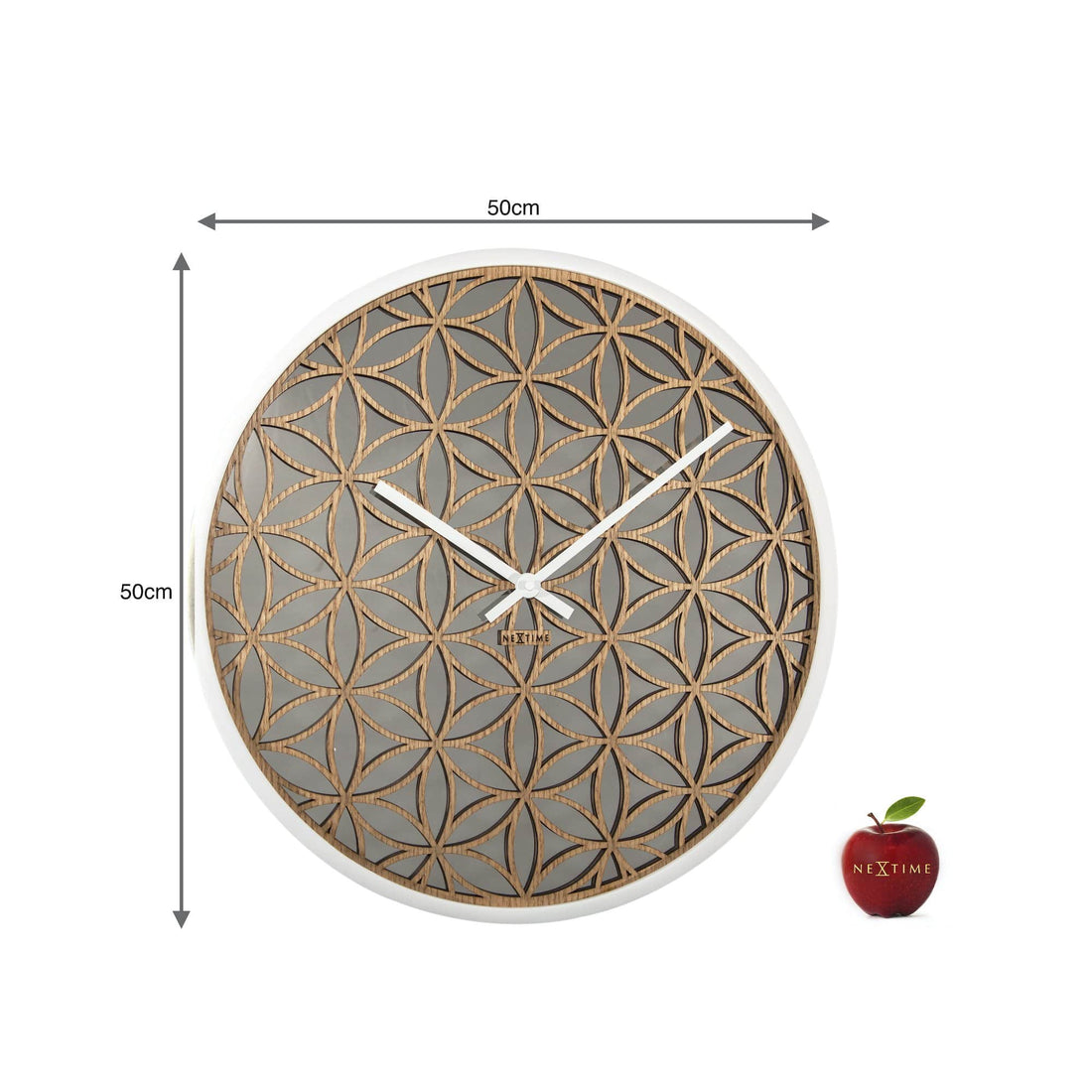 Wall clock -  50 cm - Wood/Mirror -  'Bella Mirror' - Goat Corp