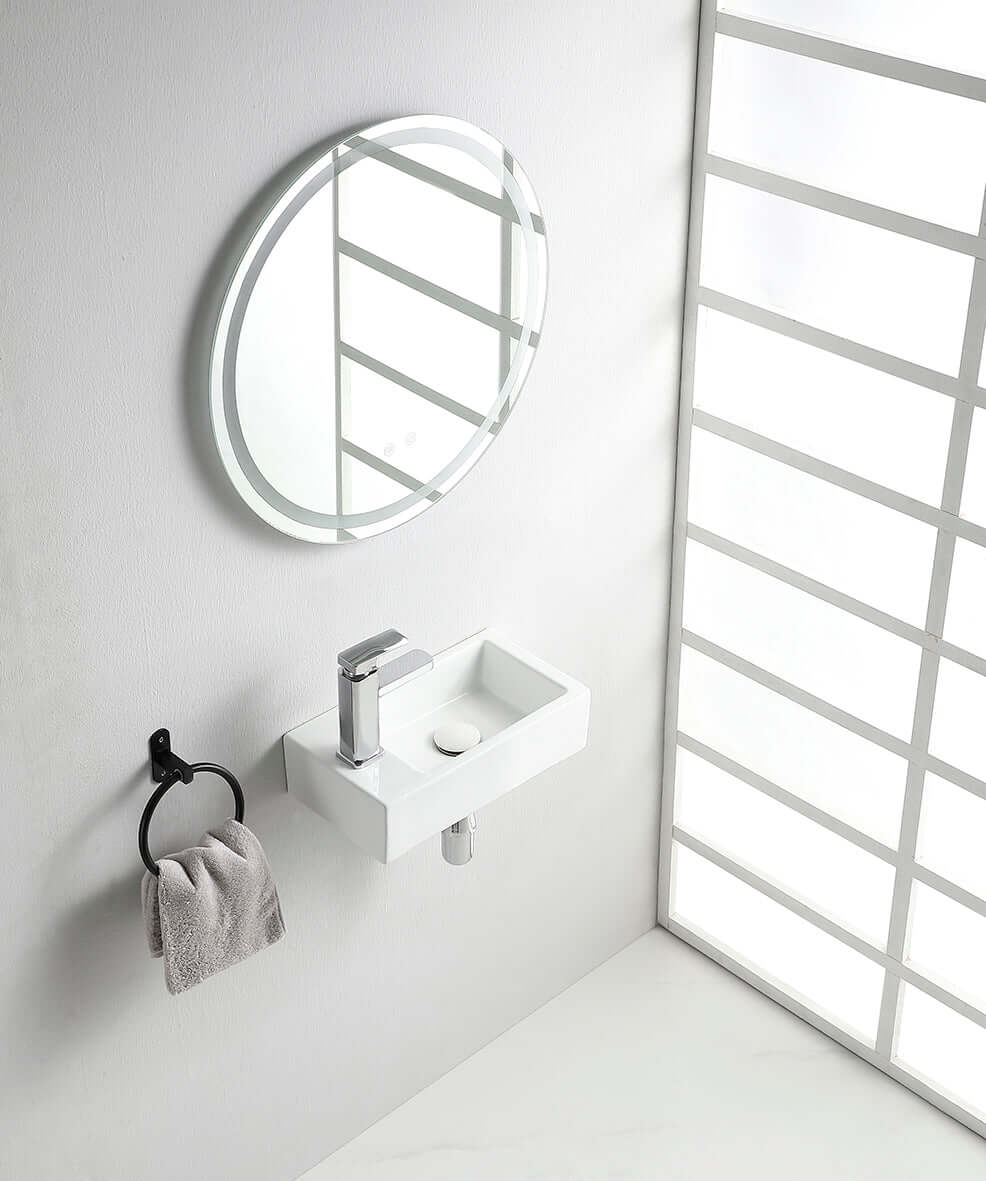 Wiesbaden Rhea M 40x22 cm Fontein Glanzend Wit met Kraangat Links