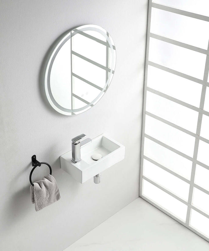 Wiesbaden Rhea M 40x22 cm Fontein Glanzend Wit met Kraangat Links