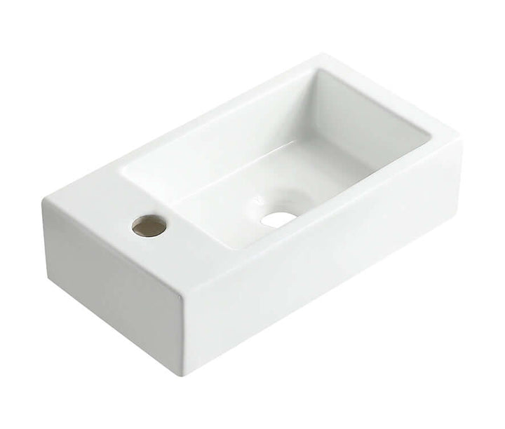 Wiesbaden Rhea M 40x22 cm Fontein Glanzend Wit met Kraangat Links