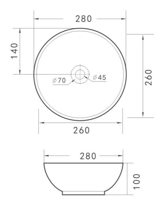 Wiesbaden Kimo 28x28x10 cm keramiek matzwarte opbouwwastafel