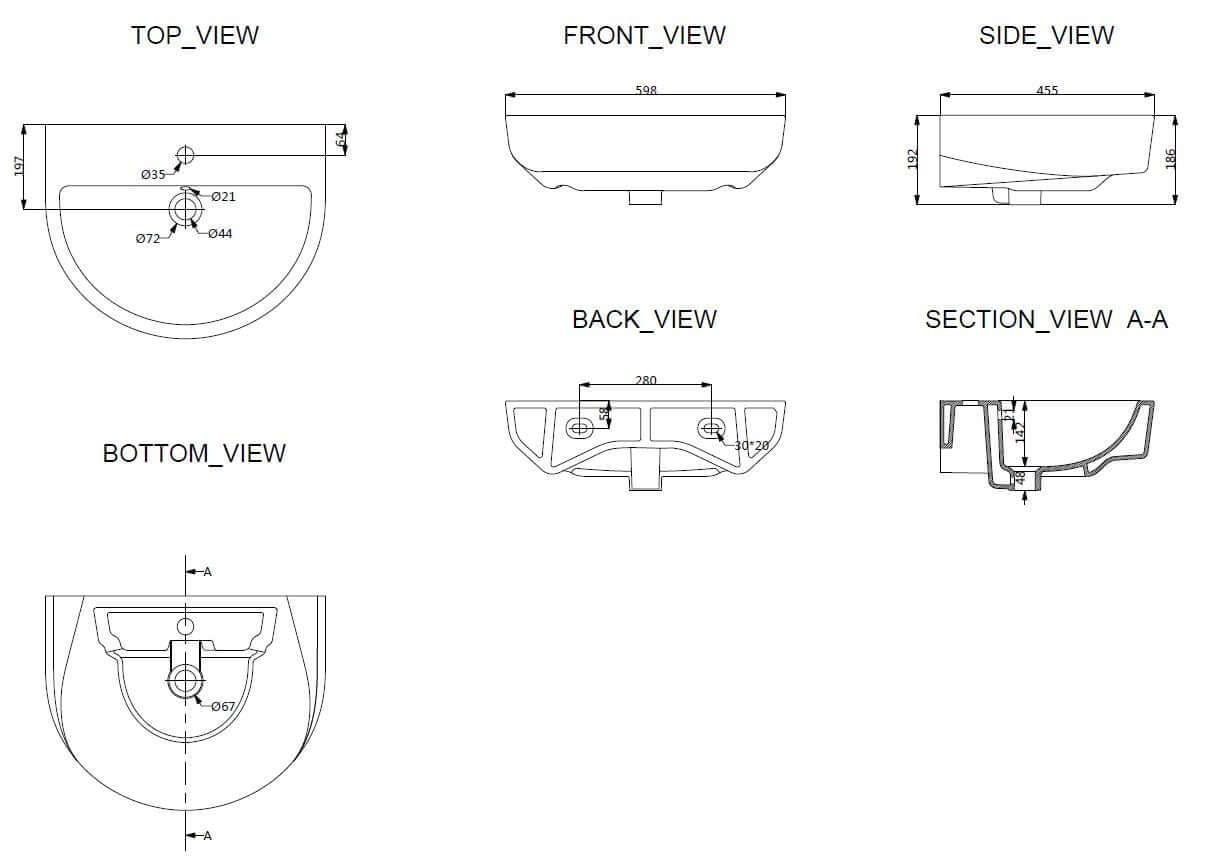Witte opvouwbare wastafel, Wiesbaden