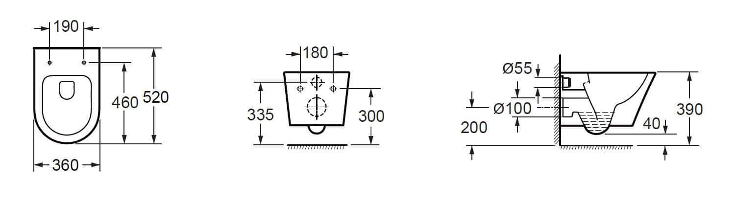 Wiesbaden Vesta Wandtoilet zonder zitting Wit