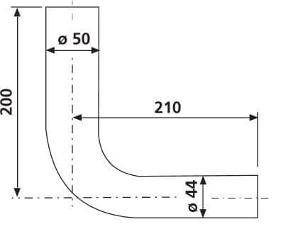 Valpijp 44/50 voor laaghangend reservoir