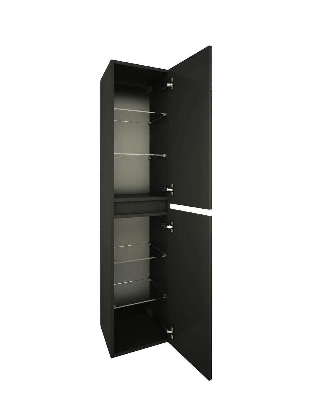 Wiesbaden Marmaris Kolom Badkamerkast 160x35x35 cm Mat Zwart (Links en Rechts)