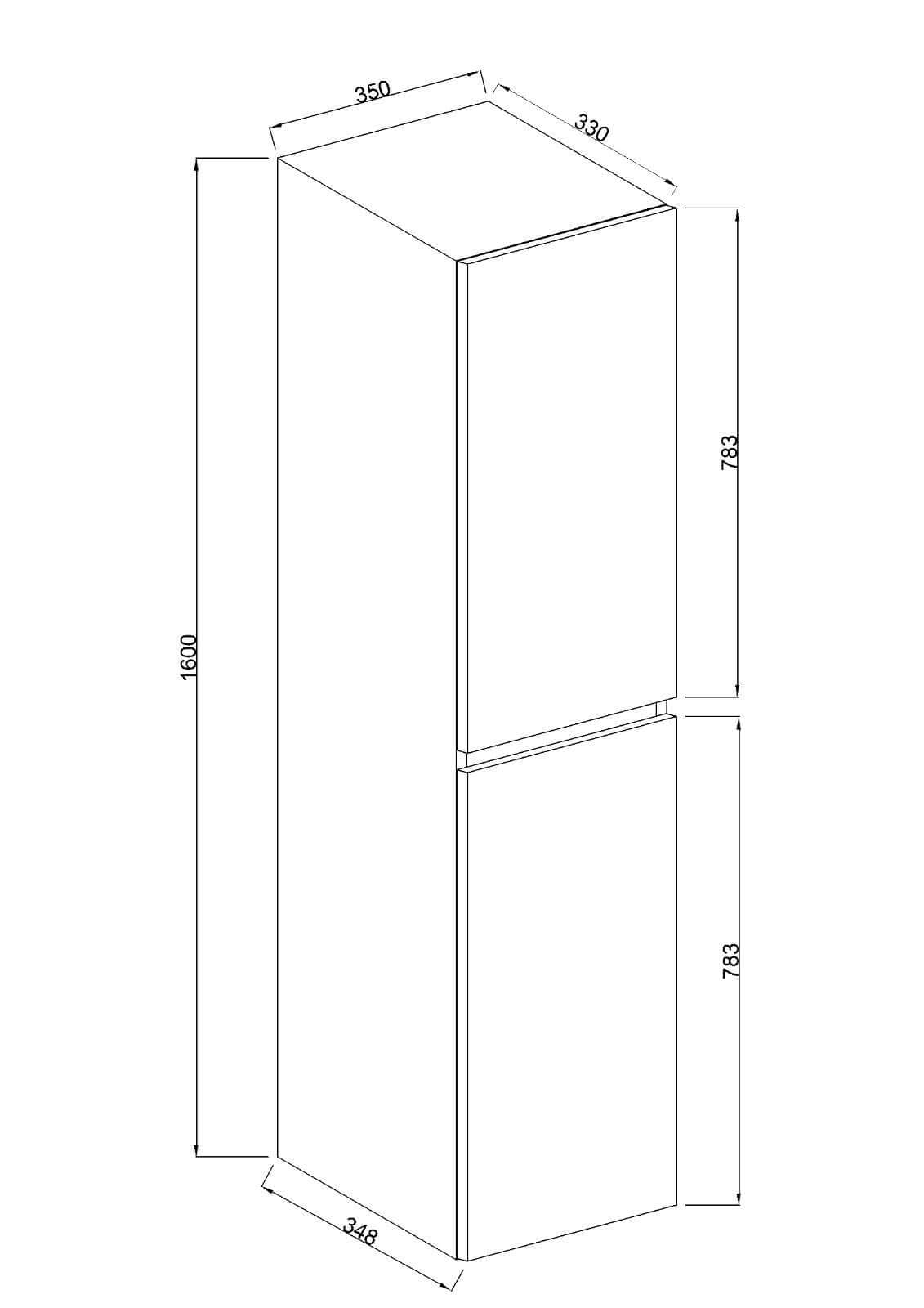 Wiesbaden Marmaris Kolom Badkamerkast 160x35x35 cm Mat Zwart (Links en Rechts)