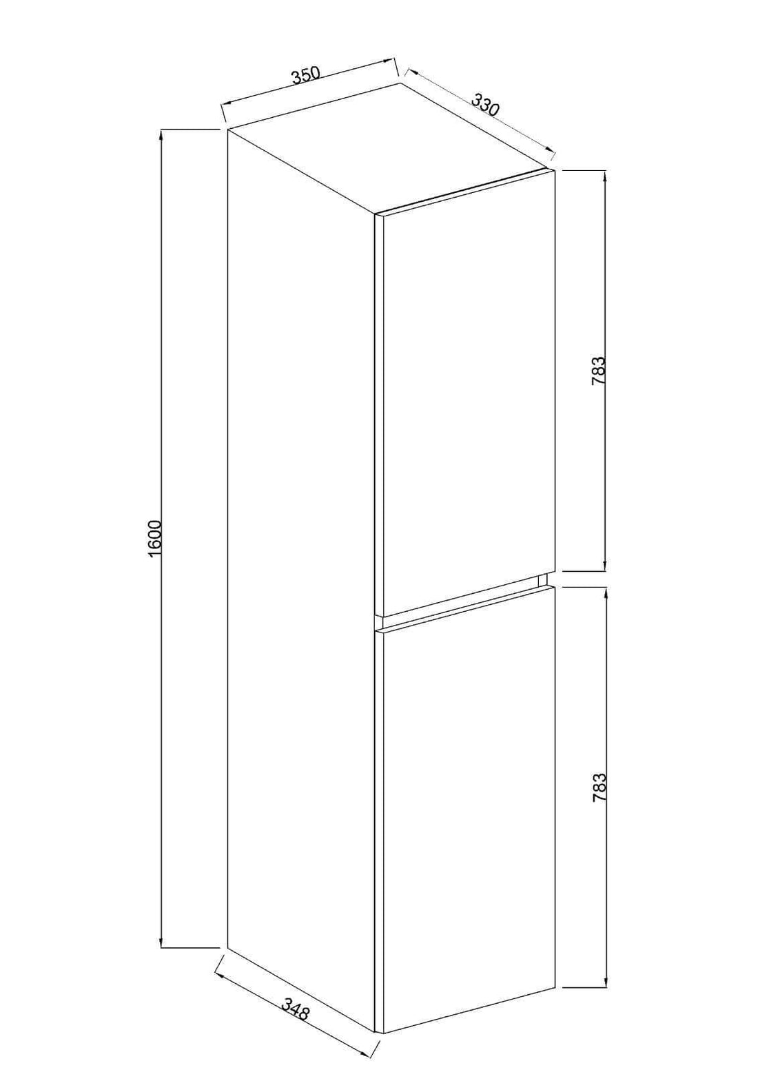 Wiesbaden Marmaris Kolom Badkamerkast 160x35x35 cm Mat Zwart (Links en Rechts)