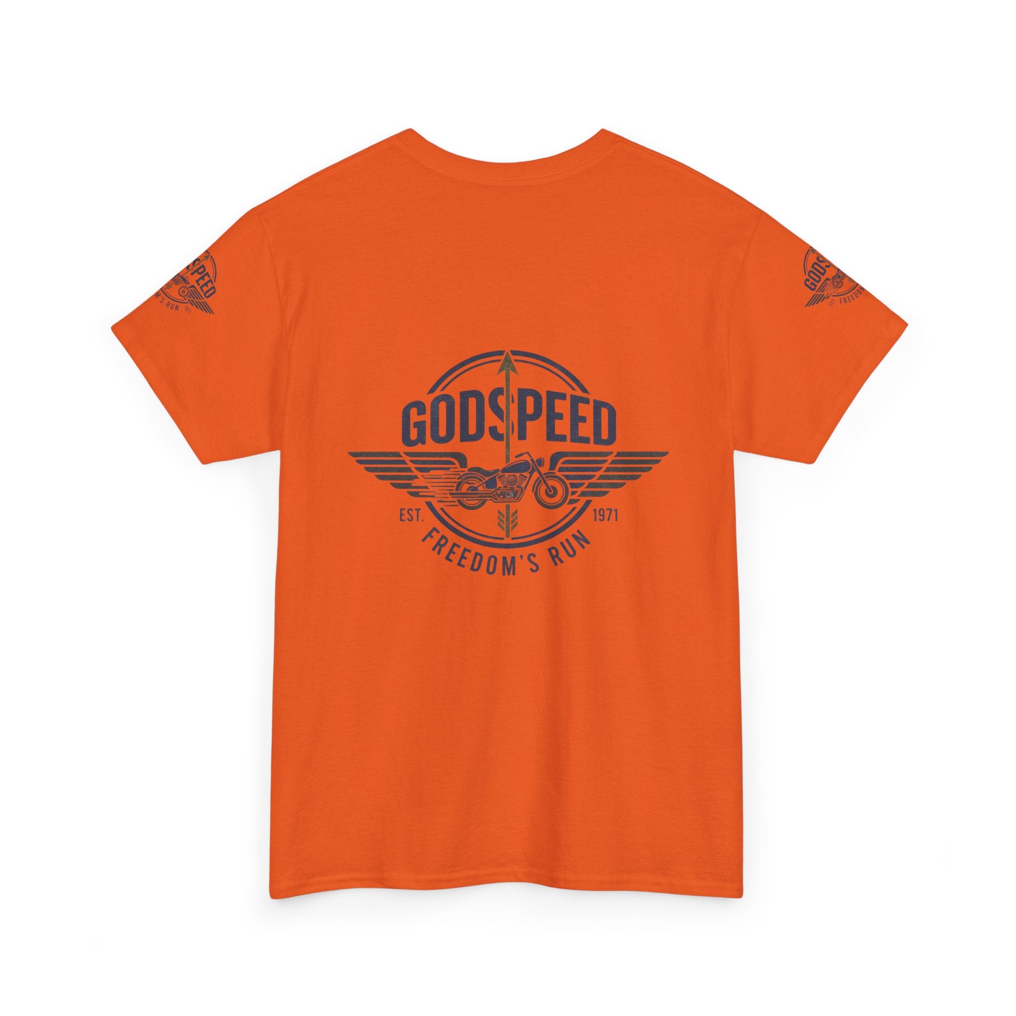 Godspeed Freedom Run Unisex Heavy Cotton Tee, Classic Graphic T-Shirt, Casual Wear, Gift for Runners, Vintage Style Apparel - Goat Corp