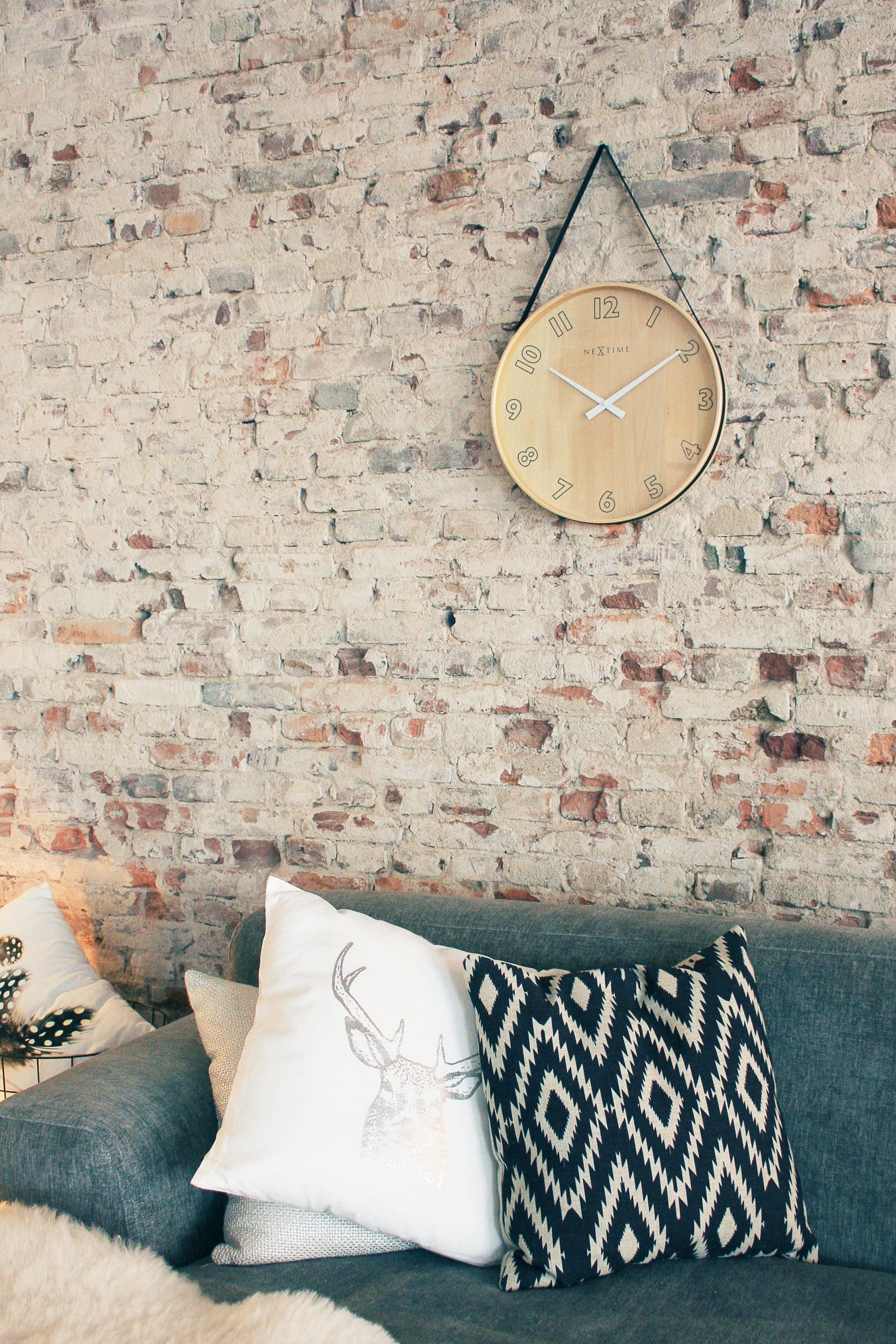 Wall clock-  40 cm - Wood/Fabric -  'Loop Big' - Goat Corp