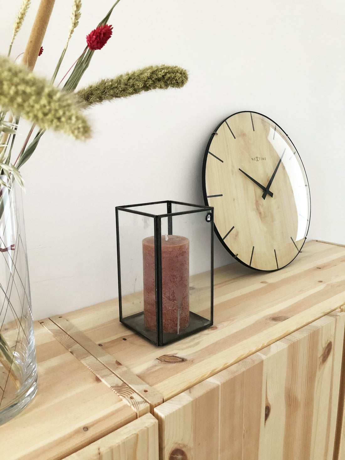 Wall clock -  35 cm - Dome Glass -  'Edge Wood Dome' - Goat Corp