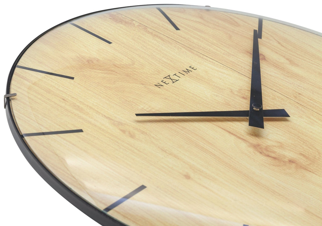 Wall clock -  35 cm - Dome Glass -  'Edge Wood Dome' - Goat Corp