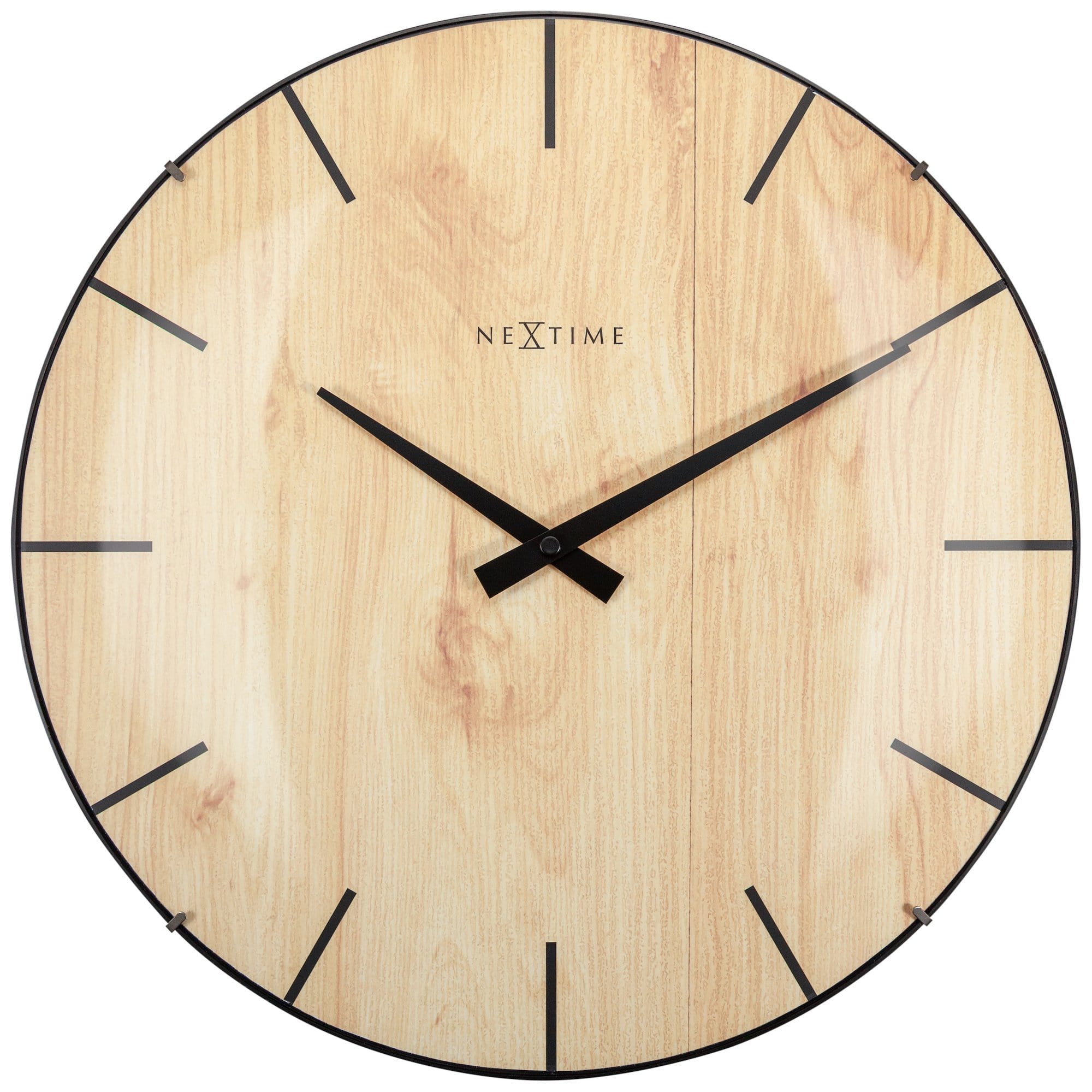 Wall clock -  35 cm - Dome Glass -  'Edge Wood Dome' - Goat Corp