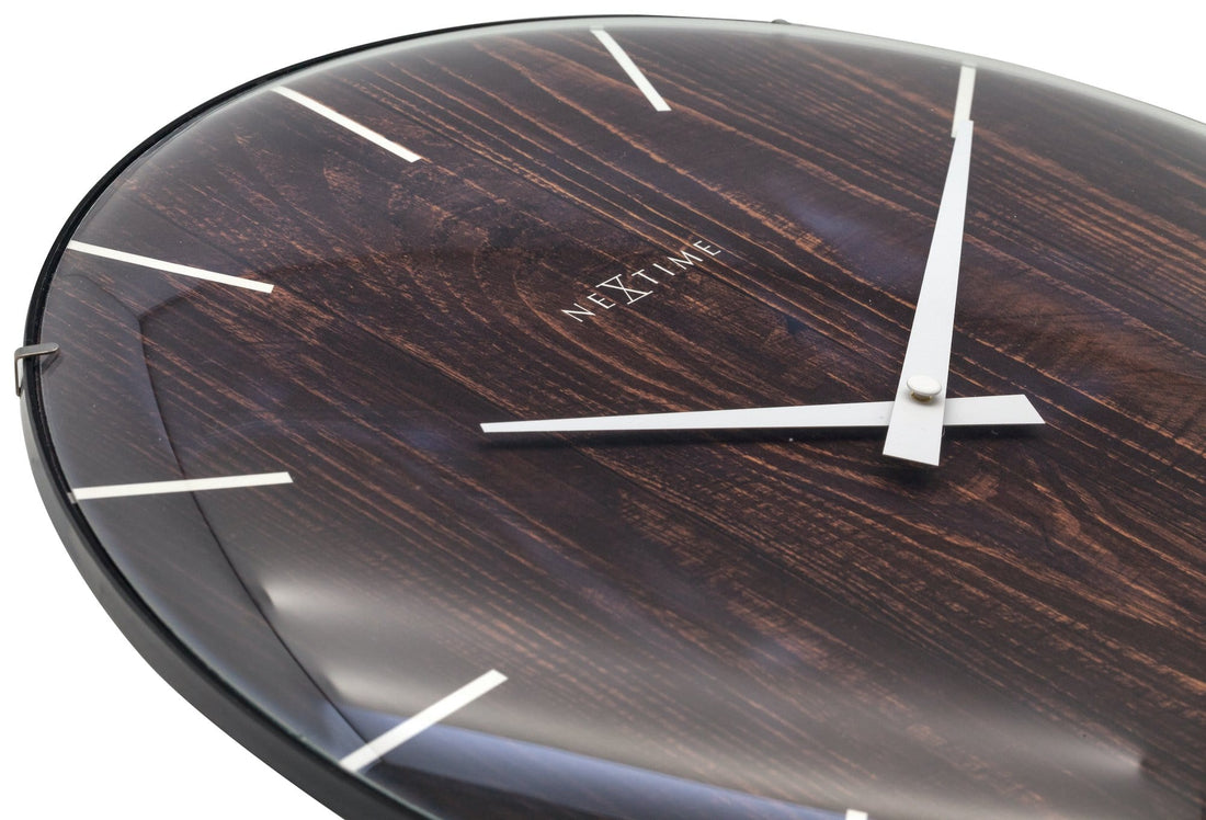 Wall clock -  35 cm - Dome Glass -  'Edge Wood Dome' - Goat Corp